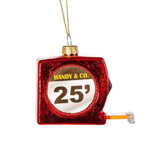 Tape Measure Shaped Bauble Red White Yellow Glass Christmas Decoration Hanging Xmas Tree Ornament Novelty Gift Stocking Stuffer