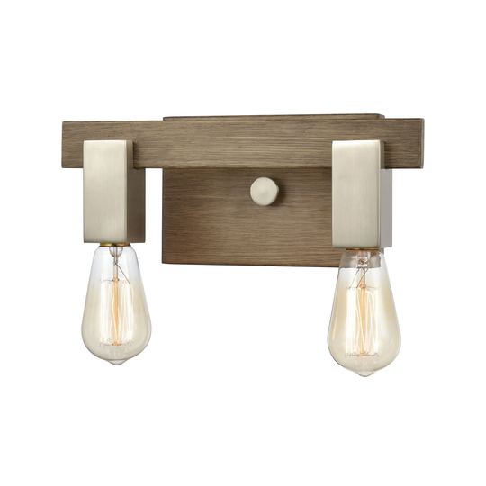 Axis 2-Light Vanity Light in Light Wood and Satin Nickel