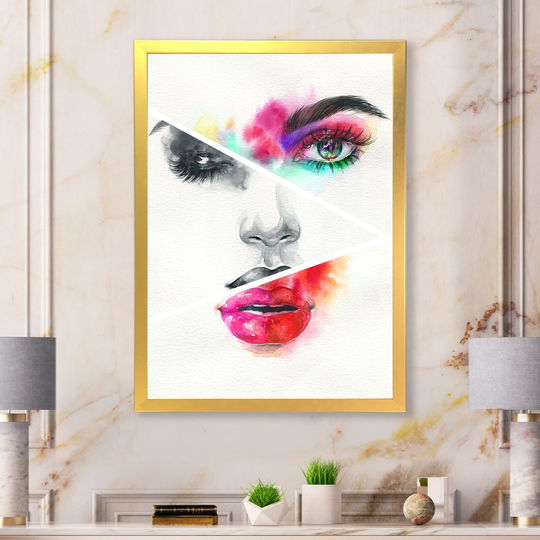 Designart 'Colorful Model Woman Portrait III' Glam Framed Art Print