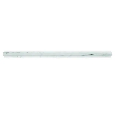 12" x 0.8" Polished Marble Pencil Liner Tile Trim in White