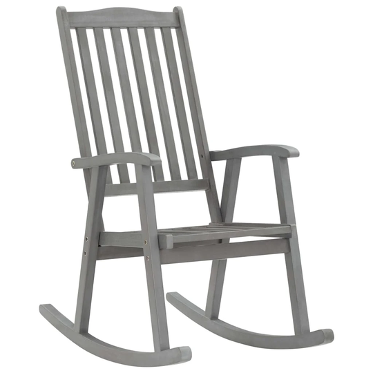 vidaXL Rocking Chair Gray Solid Acacia Wood - 22.4" x 39.4" x 46.1"