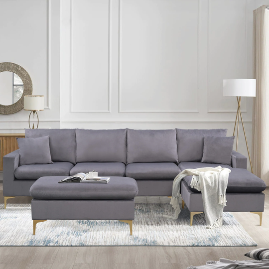 110.6" L-Shape Sectional Sofa with Ottoman