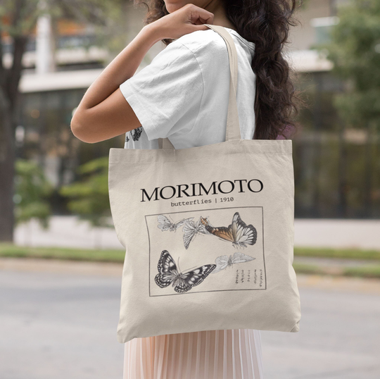 Morimoto Toko Butterflies Japanese Art Tote Bag, Fine Print Vintage Retro Aesthetic Tote, Famous Painting Artsy On