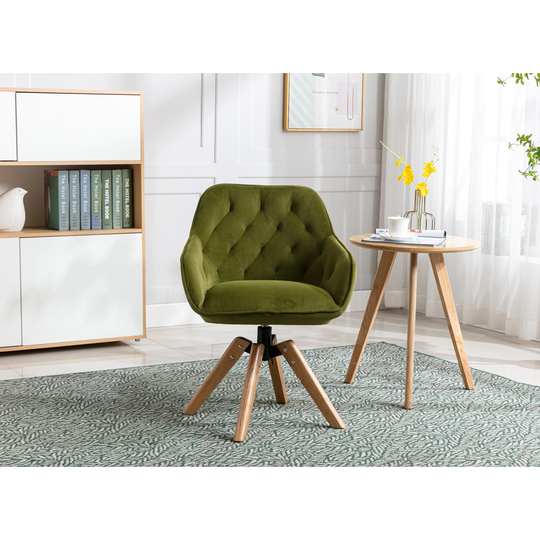 Velvet Upholstered Tufted Living Room Chair With Solid Wood Legs