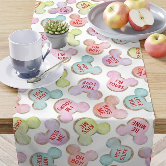 Mickey Hearts Table Runner Valentine Home Decor