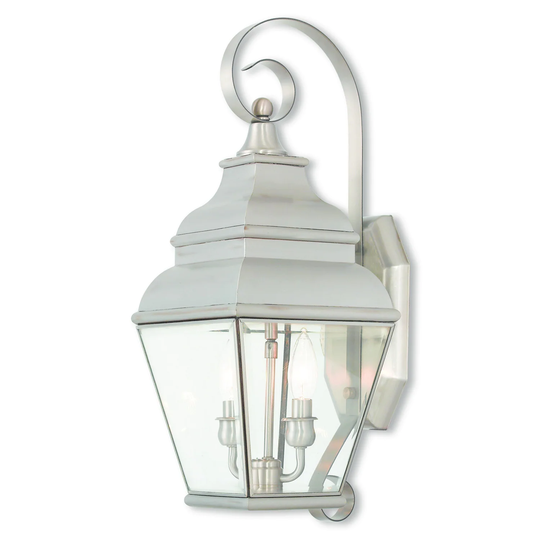 Giuseppe Lighting Two Light Outdoor Wall Lantern Exeter Brushed Nic - Exact Size