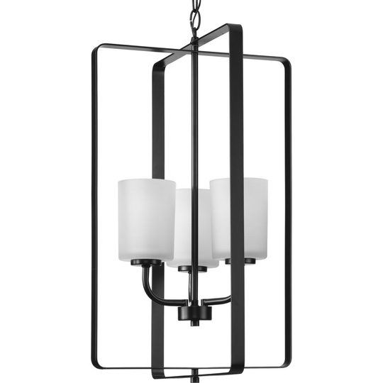 League Collection Three-Light Black Farmhouse Foyer Chandelier Light - 16 in x 15 in x 25.62 in