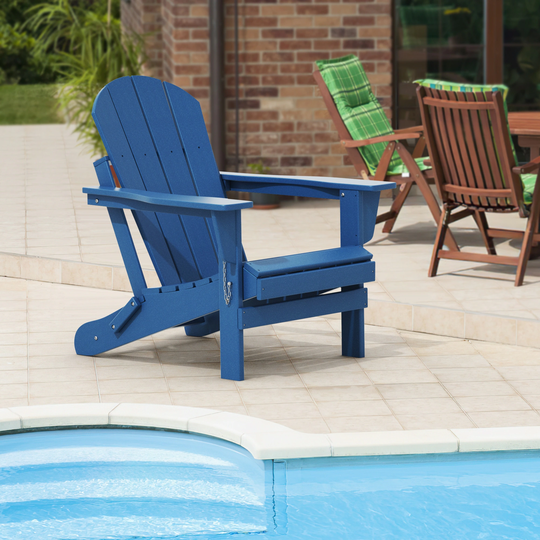 Folding Adirondack Chair, Fire Pit Chair,Patio Outdoor Chairs All-Weather Proof HDPE Resin for BBQ Beach