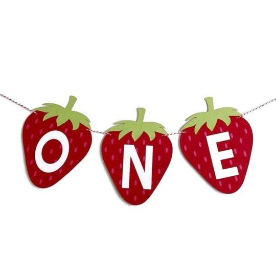 strawberry High Chair Banner | First Birthday Berry Sweet Party Decor #sspd