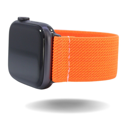 Elastic Watch Band For Apple - All Series | Models 1 8, Se, Ultra | Solid Bright Orange Handmade Stretchy Comfy Strap