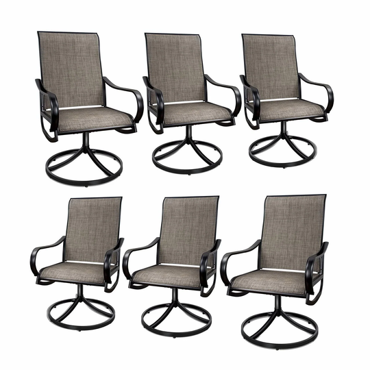 Patio Textilene Swivel Chairs 6PCS Outdoor Dining Chairs with Mesh Fabric Weather Resistant Furniture for Garden Backyard