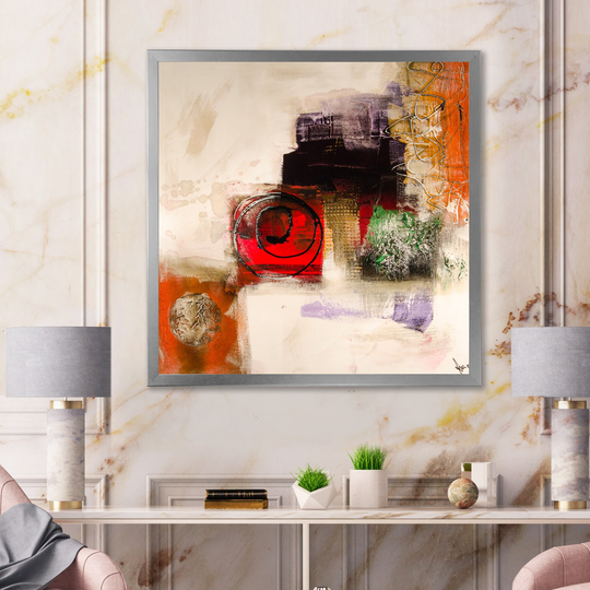 Designart 'Abstract Energetic Color Dance II' Modern Framed artwork
