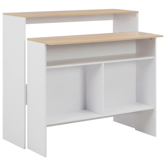Bar Table with 2 Table Tops White and Oak 51.2"x15.7"x47.2"