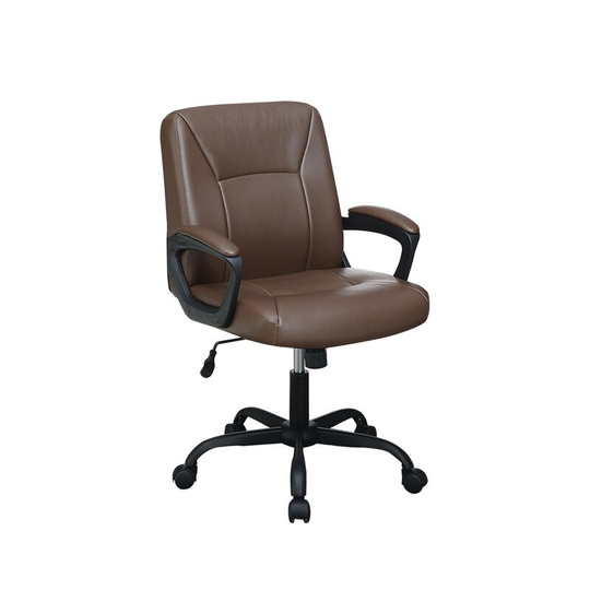 Adjustable Height Swivel Office Chair with Padded Armrests, Brown