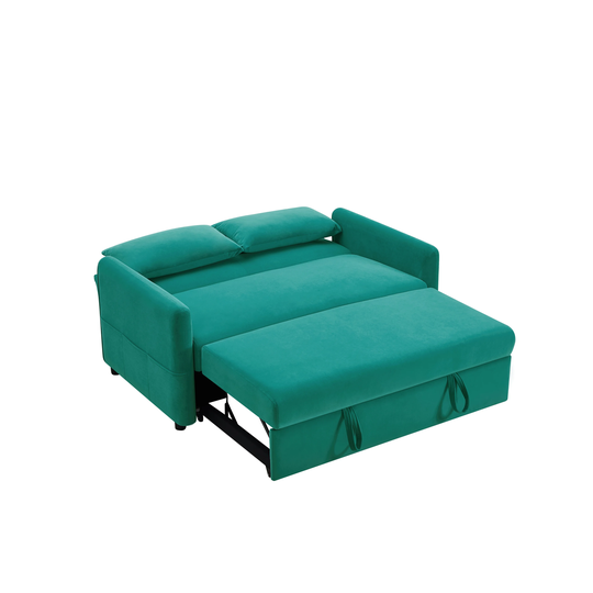 Elegant Pull out Bed Folding Sofa Bed Convertible Sofa Bed Velvet Padded Seat Leisure Love Sofa with Adjustable Backrest