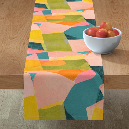 Abstract Table Runner - Abstraction By Tasiania Colourful Contemporary Multicolor Geometry Cotton Sateen Spoonflower