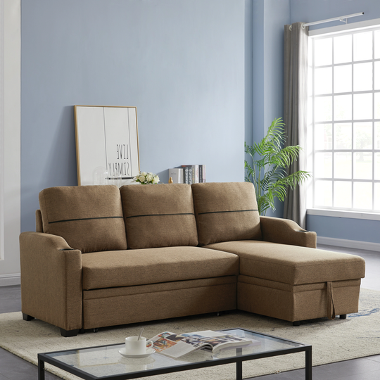 Sectional Sofa Bed Pull-out Chaise Storage Sofa with Corner Broaching Bed