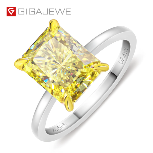3Ct Vivid Yellow Uncoated Color 7x9mm Radiant Cut Ring Moissanite 9K/14K/18K White Gold, Ring, Engagement Women Gift
