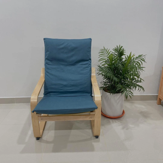 Faux Leather | Ikea Poang Chair Cushion Cover - Navy Blue