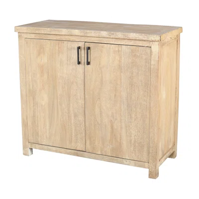 Traditional / Farmhouse / Modern Farmhouse Two Door Wooden Sideboard 40.5" X 17.5" X 36" Handcrafted Solid Wood Natural Look Finish In Rowan Gray