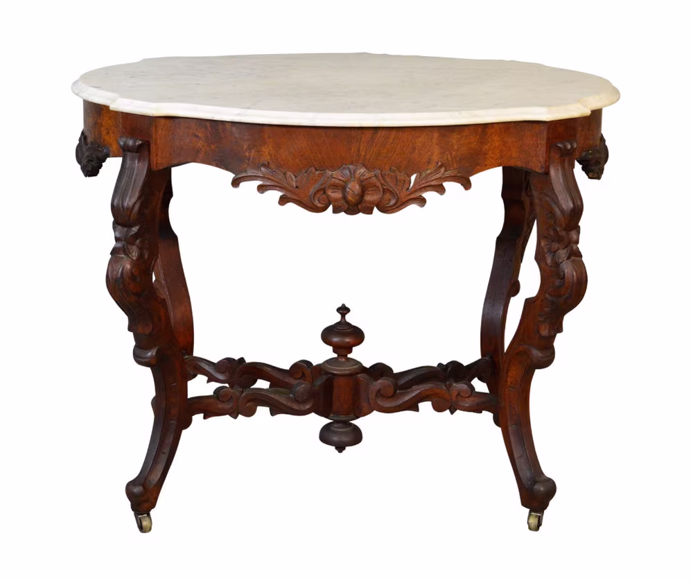 Antque Parlor Table, Victorian Marble Top Center Table #21163