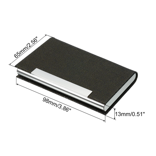 2pcs Business Card Holder, PU Leather Flip Magnetic Closure