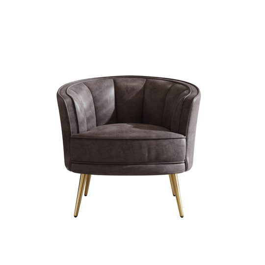 Living Room PU Leather Barrel Chair