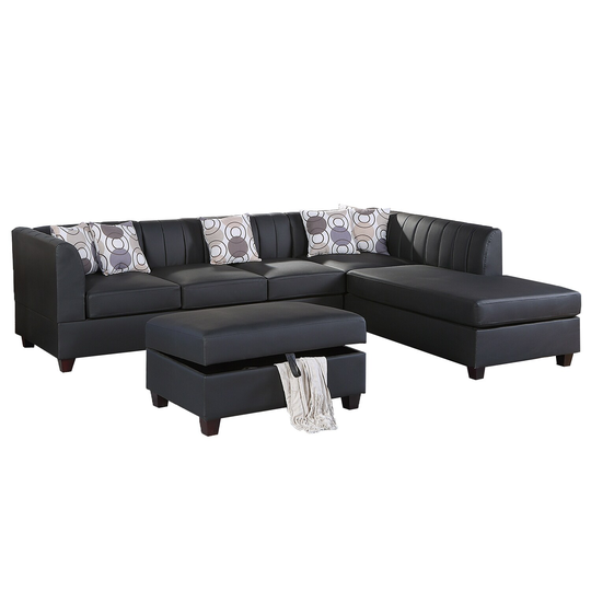 3 Piece Sectional Sofa with Accent Pillows