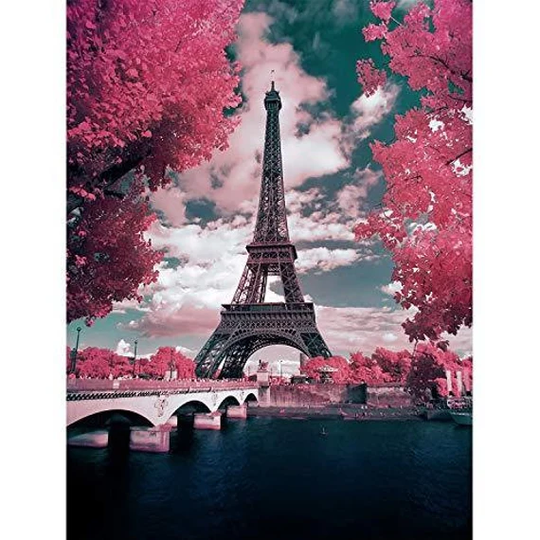 Eiffel Tower Paris At Dusk, 5D Full Drill Diamond Art, Round Painting Kit