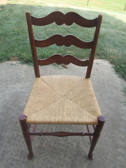 Antique French Hitchcock Style Chair, Rush Seat