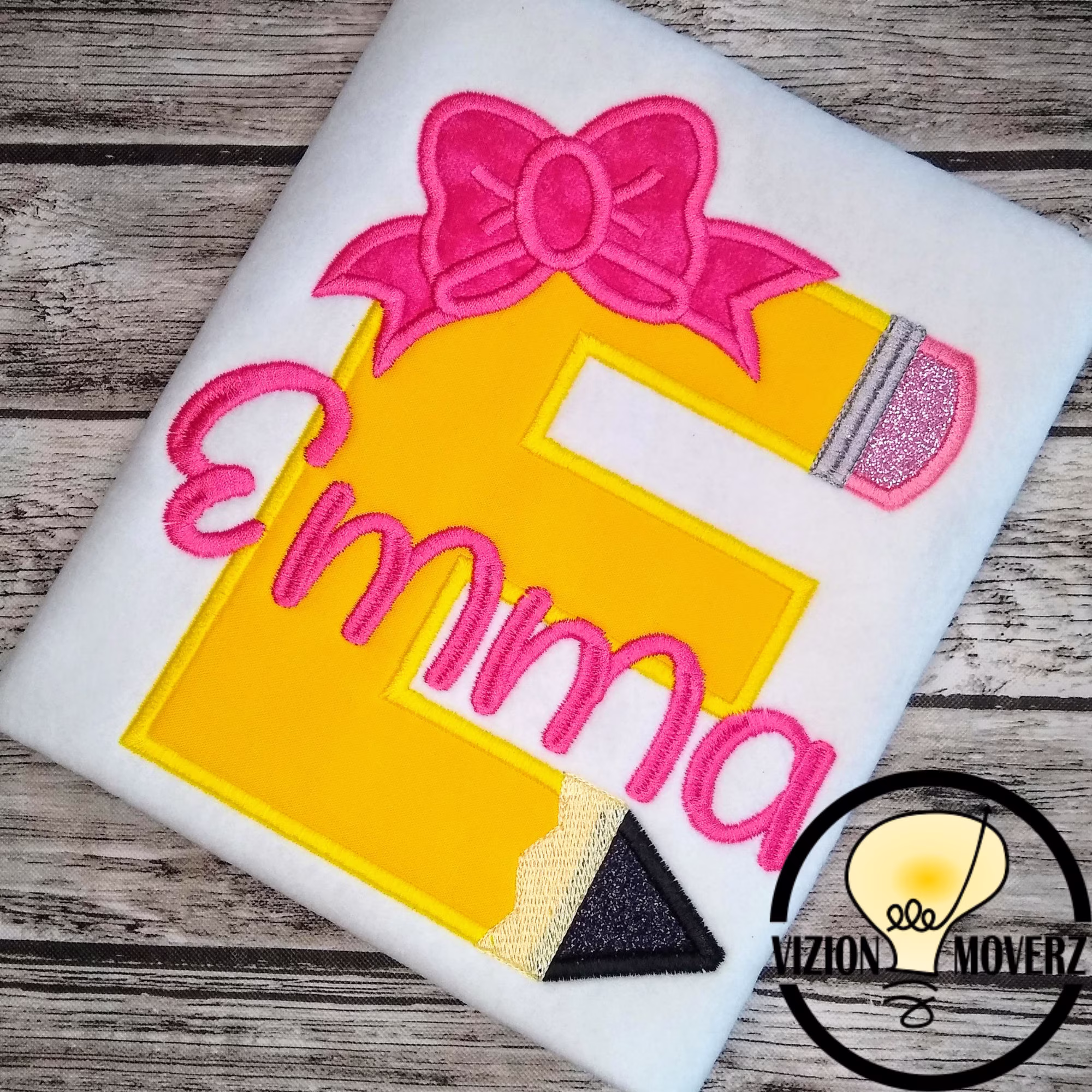 Embroidered Monogram Pencil With Bow Back To School Girl Shirt, Kindergarten Shirt