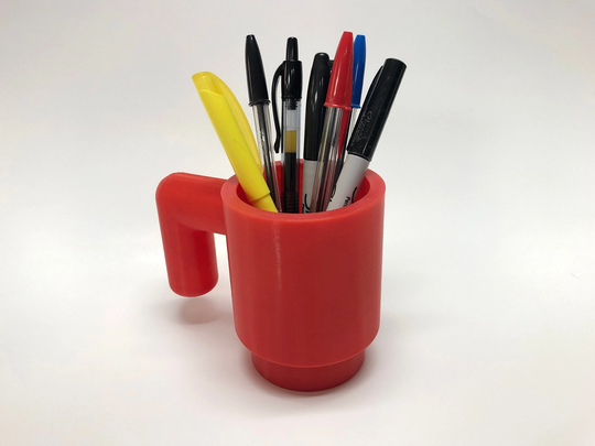 Life Size Building Block Coffee Mug Pencil Pen Holder - 3D Printed