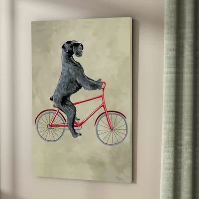 'Schnauzer on Bicycle' Graphic Art