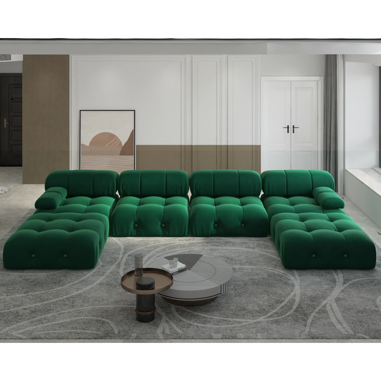 6-Seat Velvet Upholstered Symmetrical U-Shaped Sectional Sofa