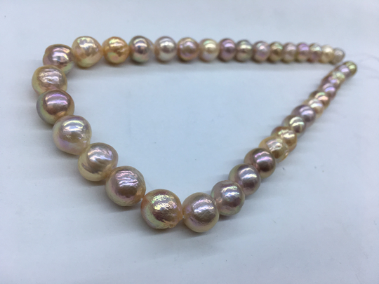 Natural Light Metallic Color Baroque Edison Pearl Strand, Ehh003