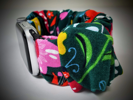 Funky Floral Scrunchie Elastic Watch Band For Apple - 38mm 40mm 41mm 42mm 44mm 45mm ; All Series | Models 1 8 & Se