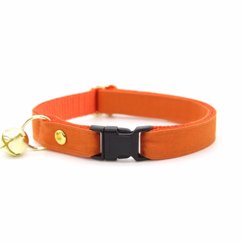 Cat Collar - "Color Collection Orange" Solid Color Orange/Breakaway + Non-Breakaway Wedding Cat, Kitten Small Dog