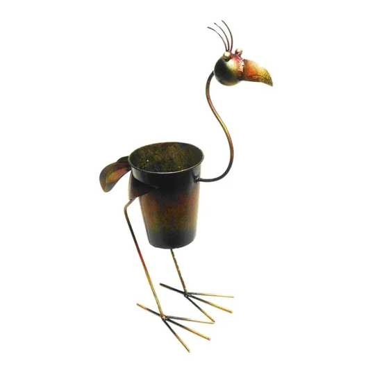 Handmade Iron Multi Color Standing Rooster Planter Decor