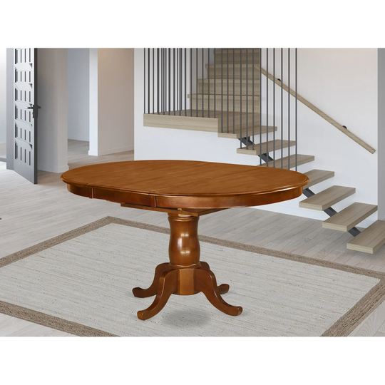 Oval Dining Table with 18" extension butterfly leaf - Saddle Brown Finish