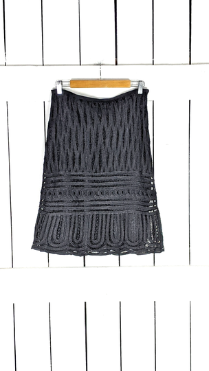 Saint Tropez West Carol Little Black Crochet Lace Short Pencil Skirt