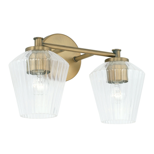 2-light 15-inch Bath/ Vanity Fixture w/ Clear Fluted Glass