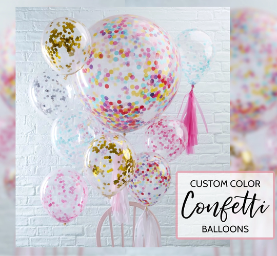 Custom Color Confetti Balloons Transparent Glitter Rainbow Colorful Party Balloon Kids Adults Birthday Bridal Baby Shower Wedding Decoration