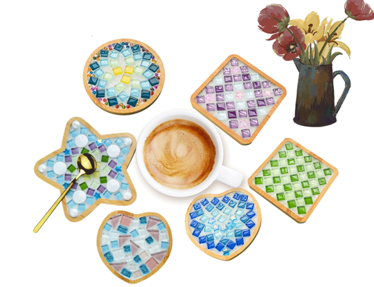 Mosaic Coaster Craft Kits For Adults, Stained Glass Art Diy Kit, Glass Coaster Diy, Coloured Tableware, Team Kit, Diy Kid, Diy Gifts