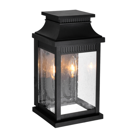 Milford 2-Light Black Short Outdoor Wall Light with Clear glass