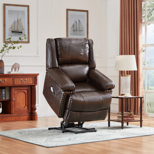 Brown Recliner Chair with Heating System for Living Room