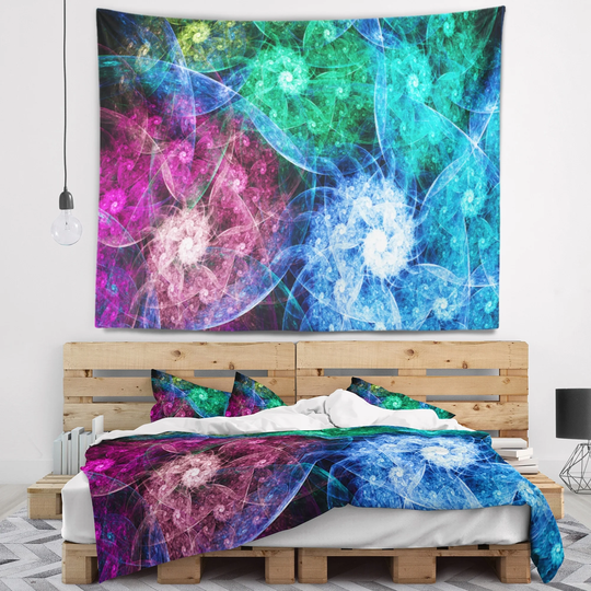 Designart 'Multi Color Bright Exotic Flowers' Abstract Wall Tapestry