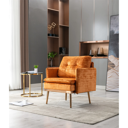 Tufted Chaise Armchair, Fabric Accent Chair