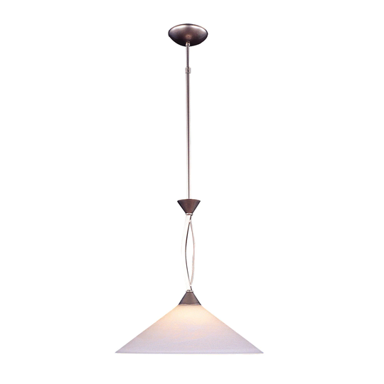 Elk Lighting Elyurg Single-light Satin Nickel/ White Marbelized Glass Pendant
