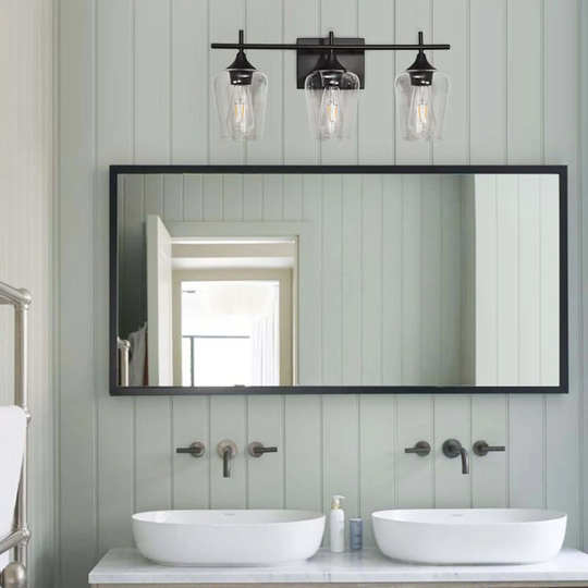 3 - Light Modern Bathroom Vanity Light Wall Sconce with Clear Glass