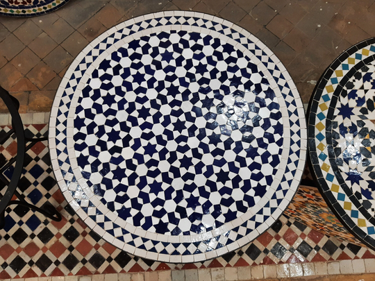 Handmade Moroccan Mosaic Table, Customizable Outdoor/Indoor Table, Multi-Color Antique Home Decor